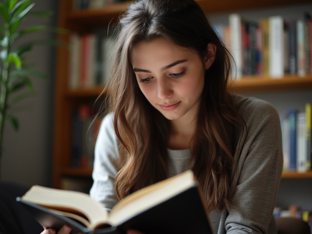 Chica joven leyendo un libro